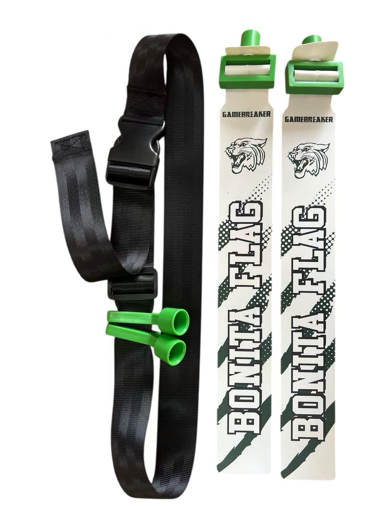 GameBreaker 2 flag custom flag football belt in white and green