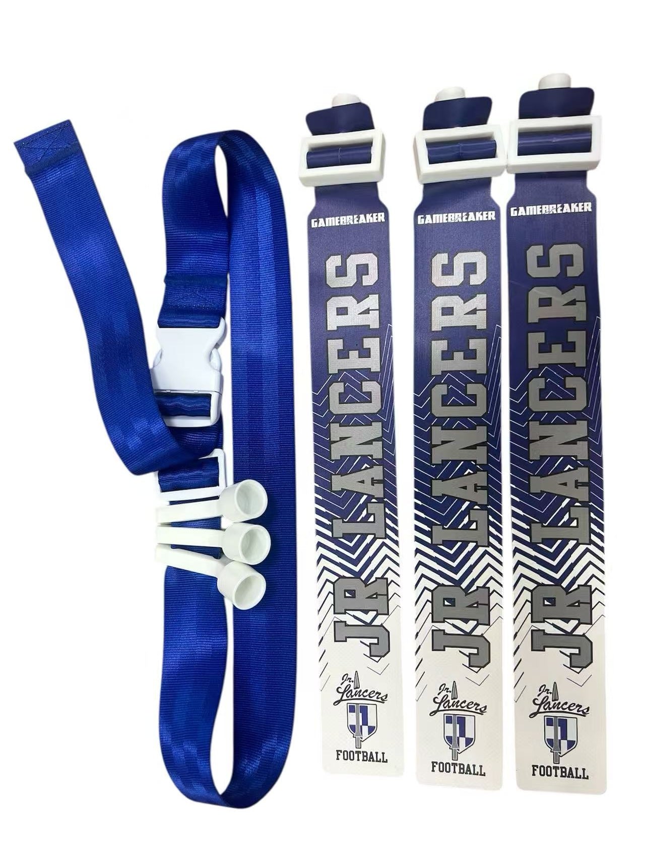GameBreaker 3 flag custom flag football belt in white and blue