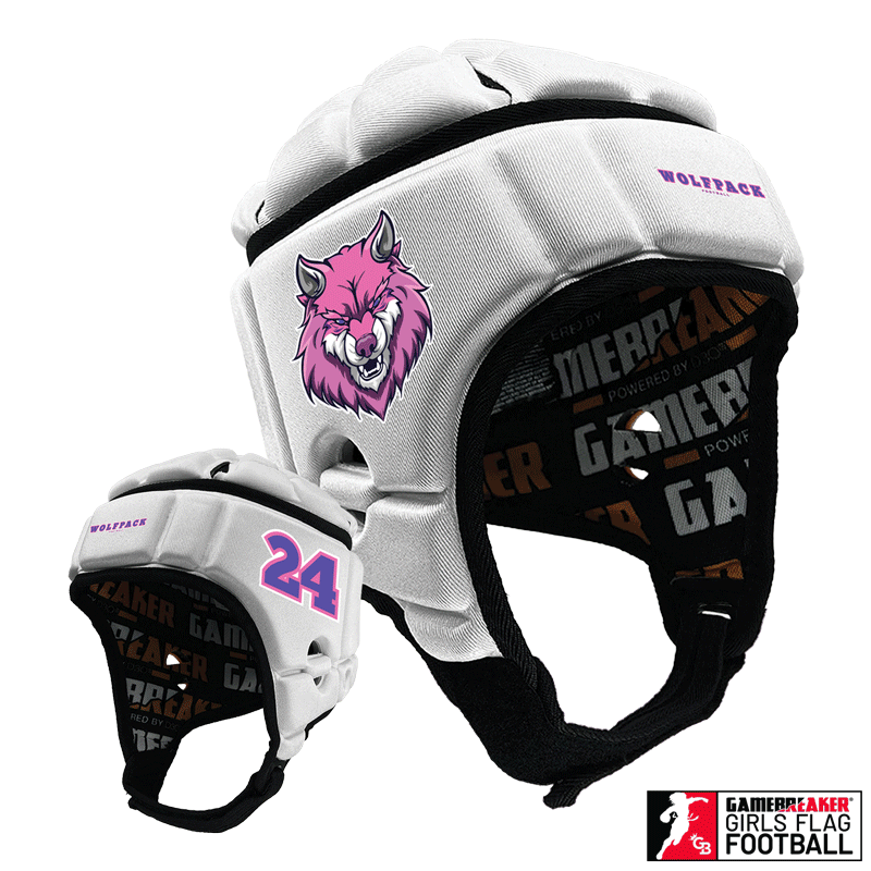 Wolfpack Girls Flag Football :: GameBreaker or GameBreaker-Pro Headgear With Free Cinch Pack And Gamebreaker Lip Protector Mouth Guard
