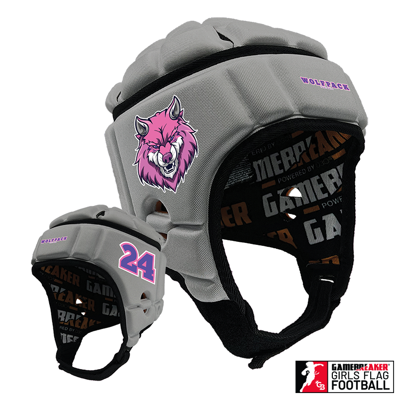 Wolfpack Girls Flag Football :: GameBreaker or GameBreaker-Pro Headgear With Free Cinch Pack And Gamebreaker Lip Protector Mouth Guard