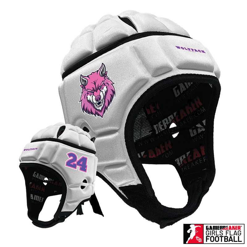 Wolfpack Girls Flag Football :: GameBreaker or GameBreaker-Pro Headgear With Free Cinch Pack And Gamebreaker Lip Protector Mouth Guard