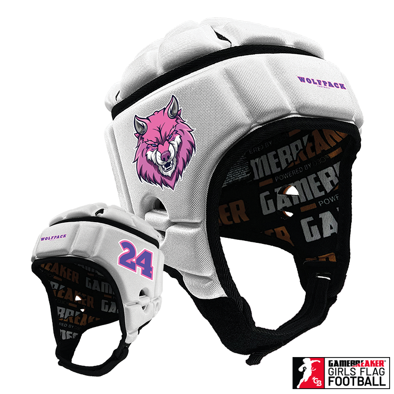 Wolfpack Girls Flag Football :: GameBreaker or GameBreaker-Pro Headgear With Free Cinch Pack And Gamebreaker Lip Protector Mouth Guard