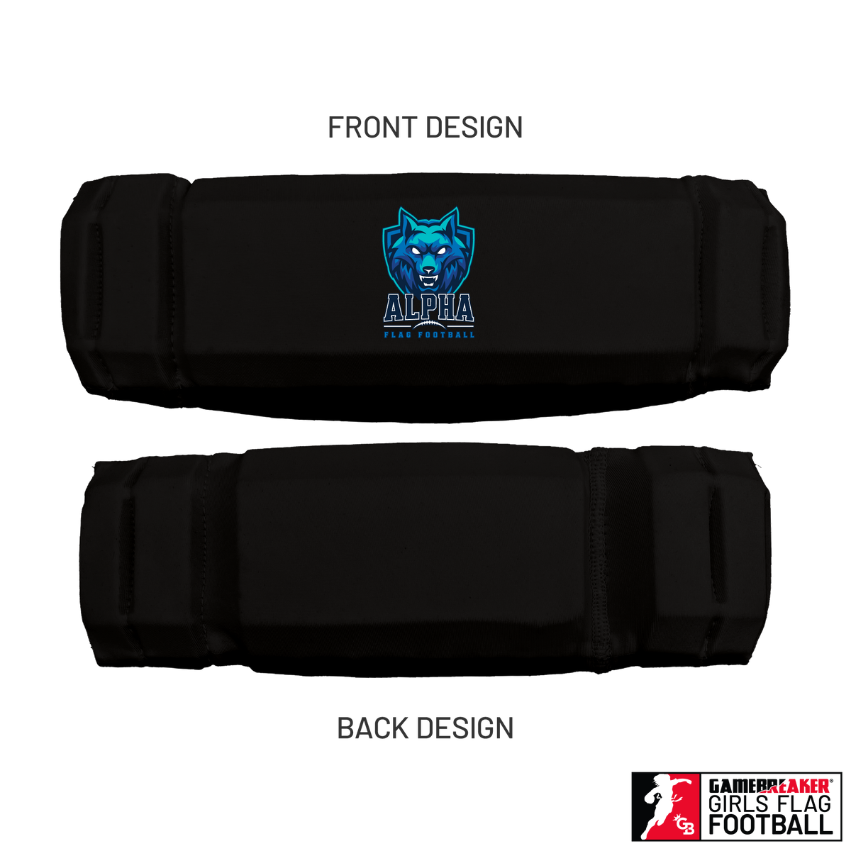 Alpha Flag Football - Black :: AURA Headband with Free Cinch Pack and GameBreaker Lip Protector Mouthpiece