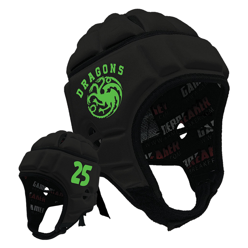 DRAGONS FLAG FOOTBALL :: GAMEBREAKER HEADGEAR WITH FREE CINCH PACK AND GAMEBREAKER LIP PROTECTOR MOUTH GUARD