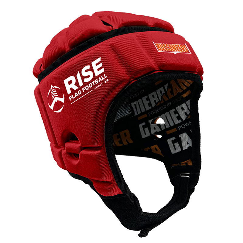 UA RISE FLAG FOOTBALL - BUCCANEERS :: GAMEBREAKER OR GAMEBREAKER-PRO HEADGEAR WITH FREE CINCH PACK AND Gamebreaker Lip Protector Mouthpiece