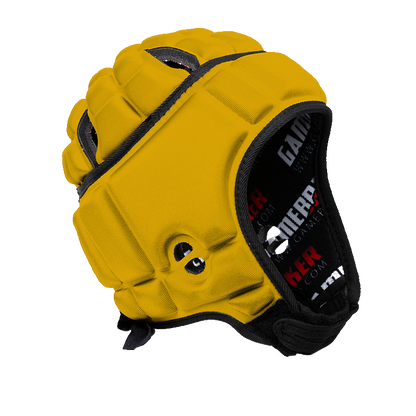 Front-angled image of Athletic Yellow GameBreaker Multi-Sport Soft Shell Headgear.