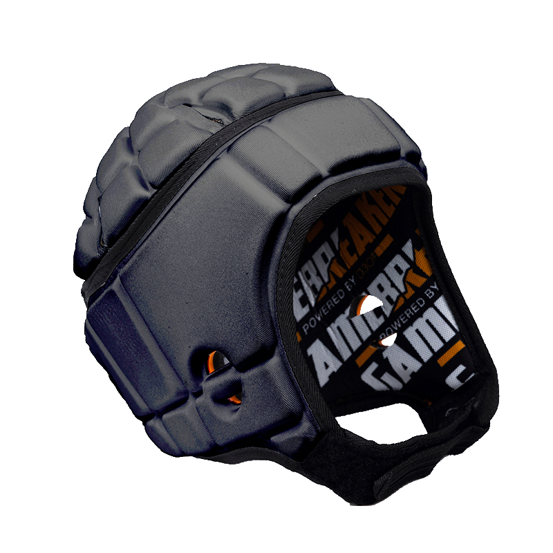 Front-angled image of Black GameBreaker Pro Soft Shell Headgear.