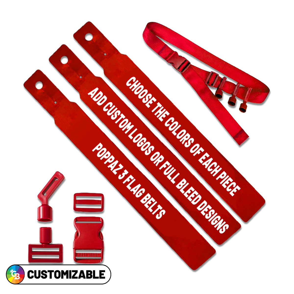 Poppaz Flag Football Belts - Custom Belt / 3 Flags / Poppaz