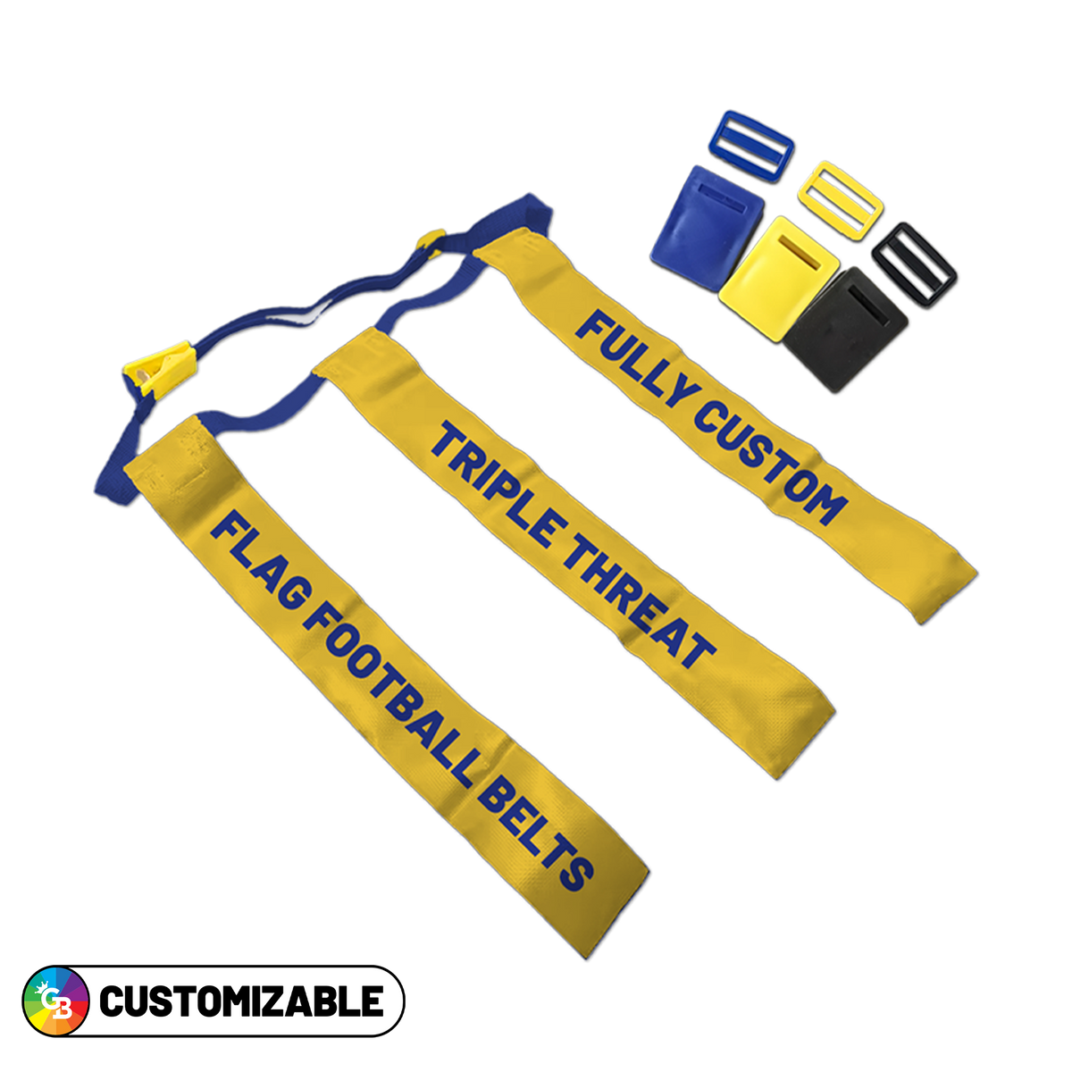 Triple Threat Flag Football Belts - Custom Flags / Belt Color / Clip Color