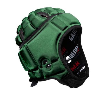 Front angled image of green GameBreaker Multi-Sport Soft Shell Headgear.