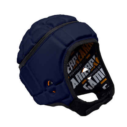 Front-angled image of Navy GameBreaker Pro Soft Shell Headgear.