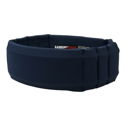 A dark navy blue padded headband with a visible GAMEBREAKER logo on the inside, shown against a plain white background.