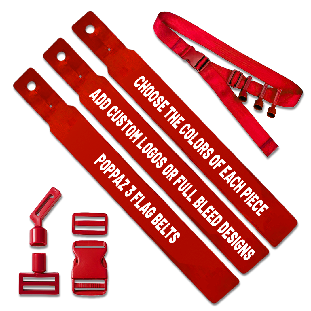 Poppaz Flag Football Belts - Custom Belt / 3 Flags / Poppaz