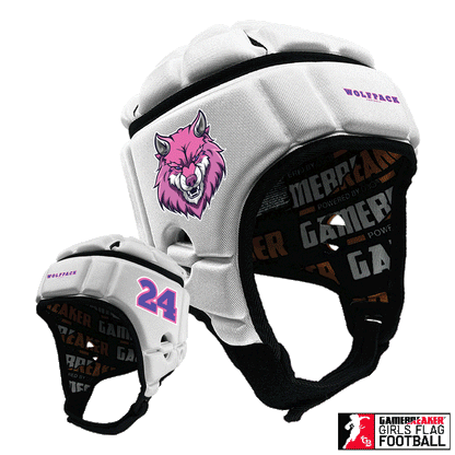 Wolfpack Girls Flag Football :: GameBreaker or GameBreaker-Pro Headgear With Free Cinch Pack And Gamebreaker Lip Protector Mouth Guard