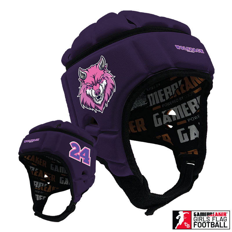 Wolfpack Girls Flag Football :: GameBreaker or GameBreaker-Pro Headgear With Free Cinch Pack And Gamebreaker Lip Protector Mouth Guard