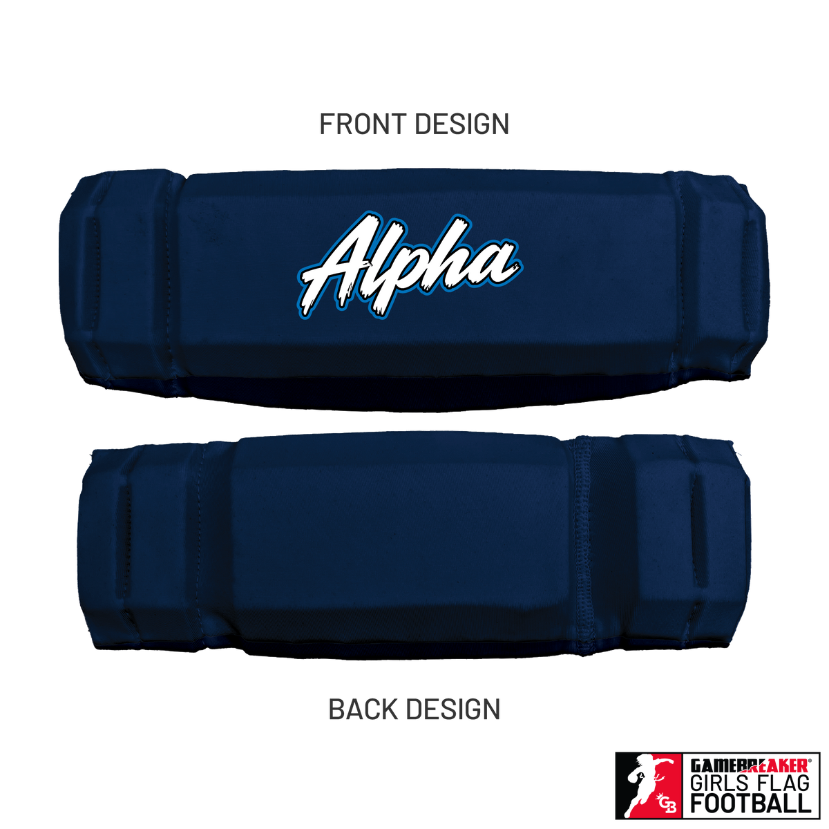 Alpha Flag Football - Navy Blue :: AURA Headband with Free Cinch Pack and GameBreaker Lip Protector Mouthpiece
