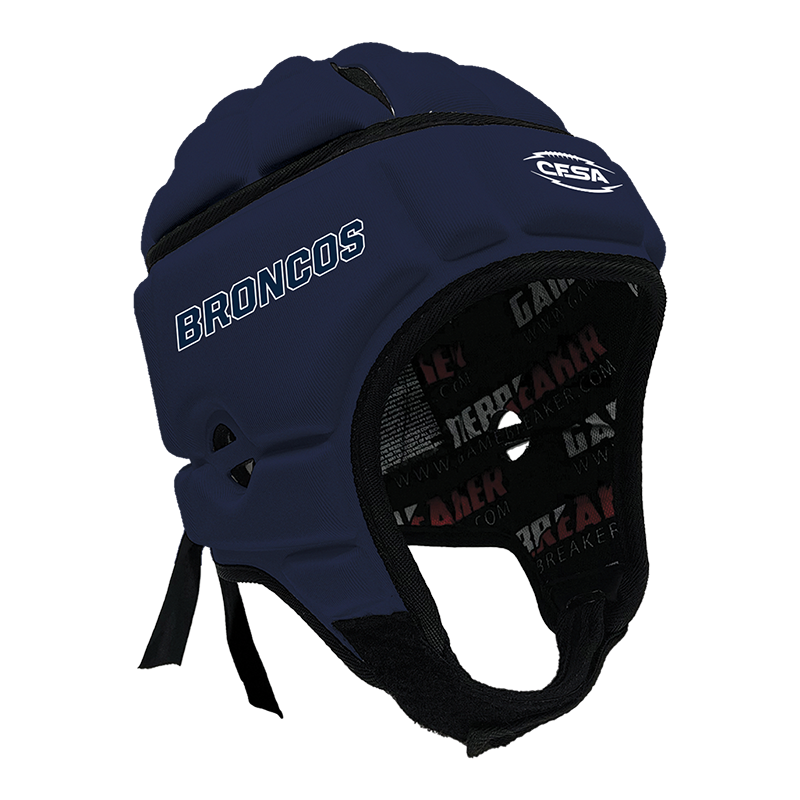 CFSA - Broncos :: GameBreaker or GameBreaker-PRO Headgear With Free Cinch Pack And Gamebreaker Lip Protector Mouth Guard