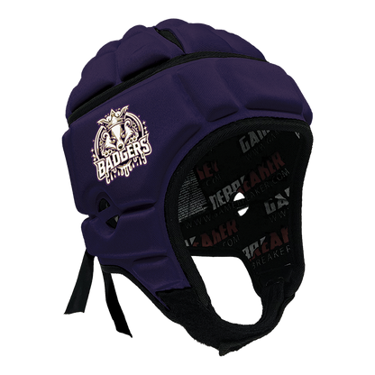 Product image of purple gamebreaker multi sport headgear with custom logo