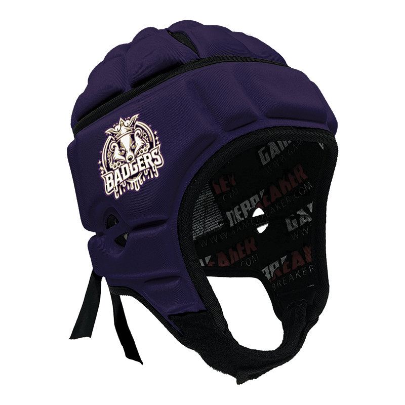 Product image of purple gamebreaker multi sport headgear with custom logo