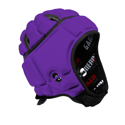 Front angled image of purple GameBreaker Multi-Sport Soft Shell Headgear.