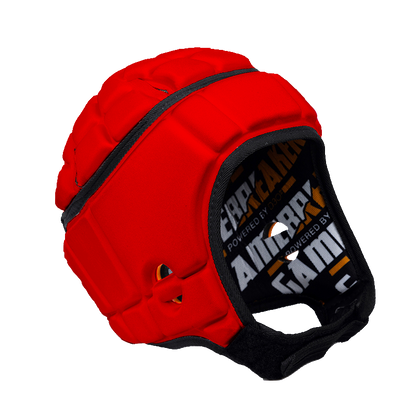 Front-angled image of Red GameBreaker Pro Soft Shell Headgear.