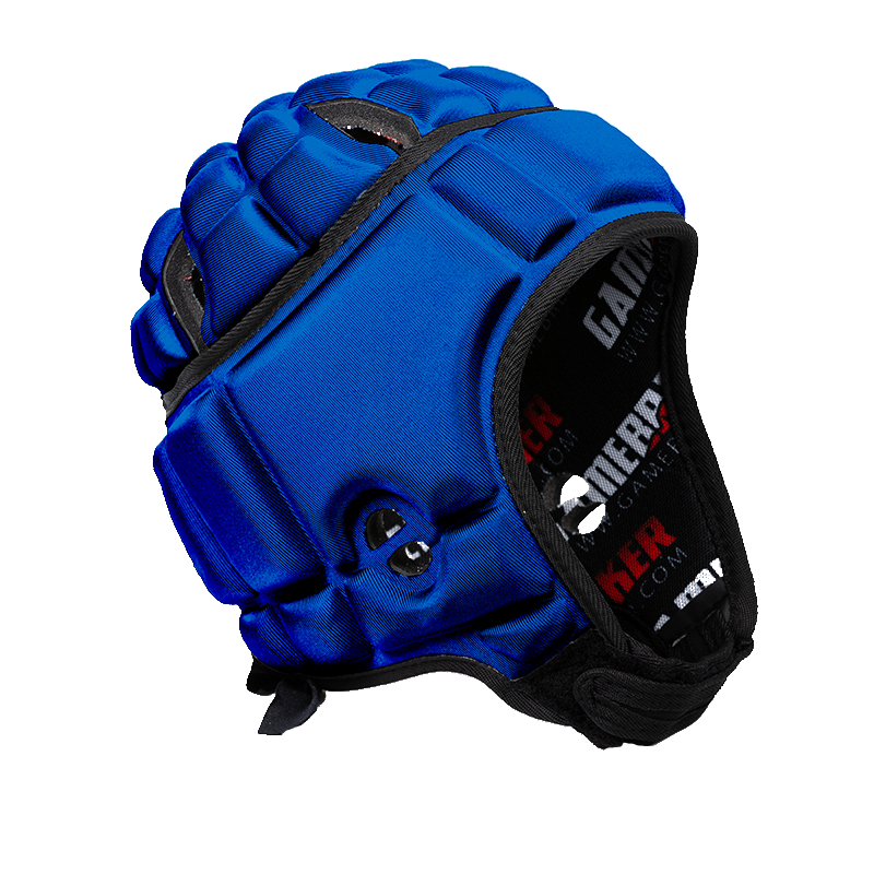 Front angled image of royal blue GameBreaker Multi-Sport Soft Shell Headgear.