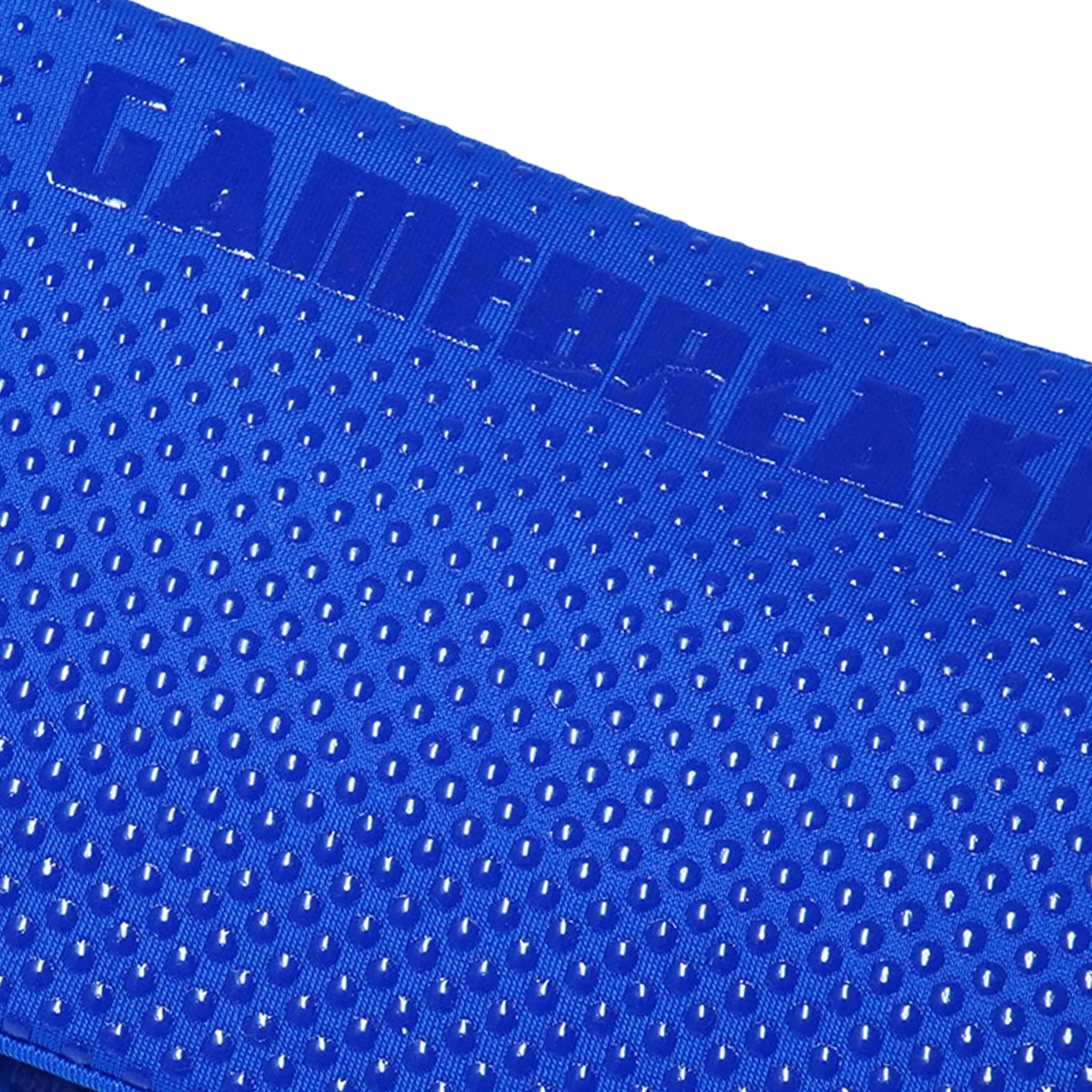 Close-up of a bright blue perforated athletic strap or band with a debossed 'GAMEBREAKER' logo across the top edge, shown against a white background.