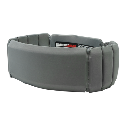 A gray padded protective headband segmented sections and a visible GAMEBREAKER label, photographed on a plain white background.