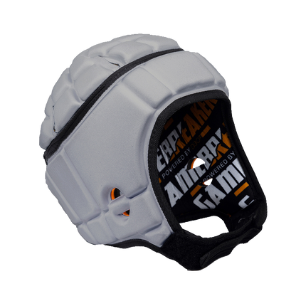 Front-angled image of Silver GameBreaker Pro Soft Shell Headgear.