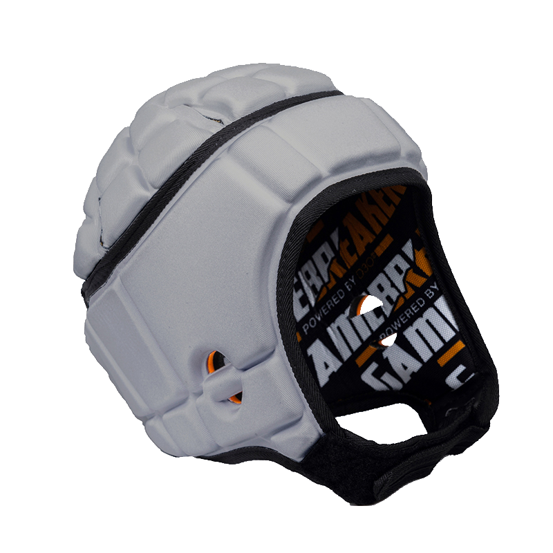 Front-angled image of Silver GameBreaker Pro Soft Shell Headgear.