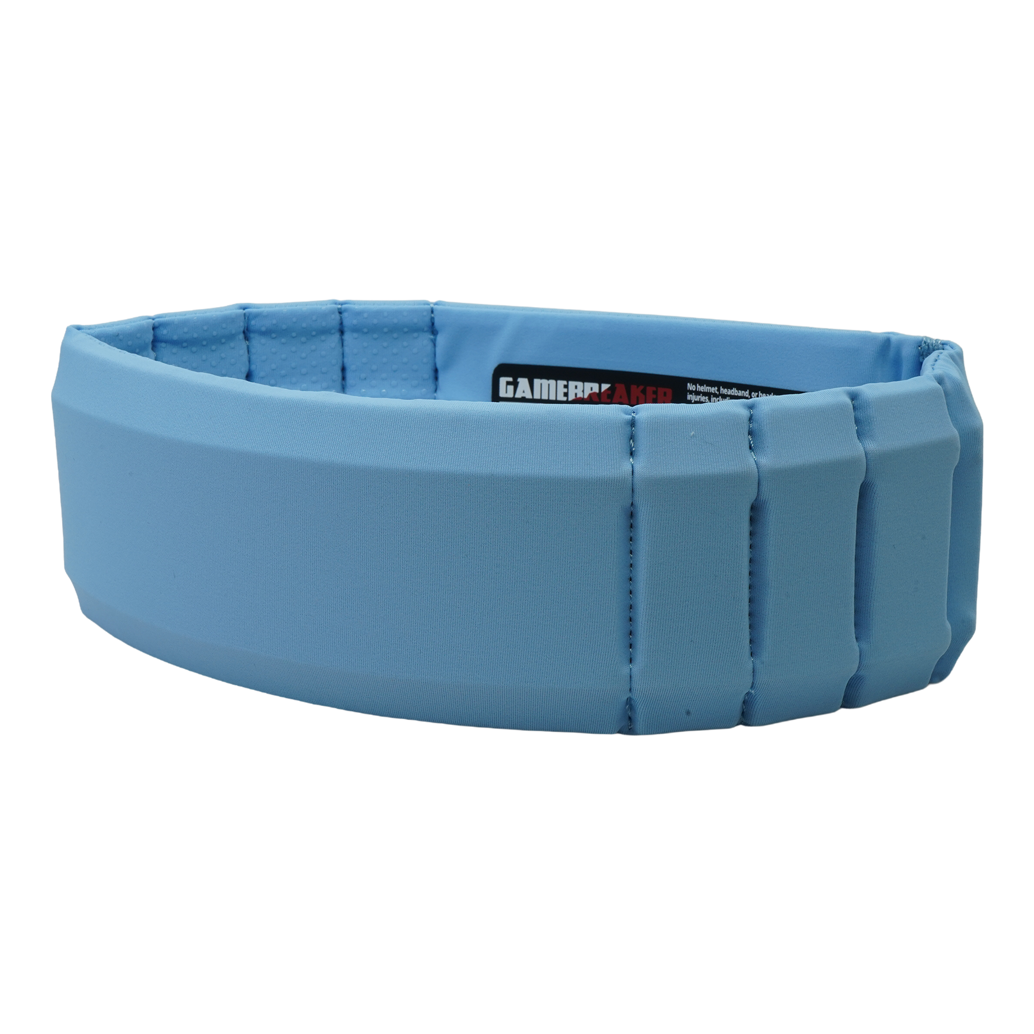 A light blue padded headband with a textured outer surface and a visible GAMEBREAKER brand label inside, shown on a plain white background.