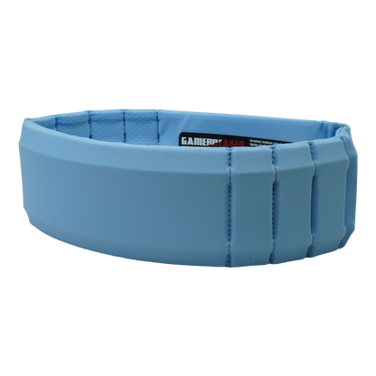 A light blue padded headband with a textured outer surface and a visible GAMEBREAKER brand label inside, shown on a plain white background.