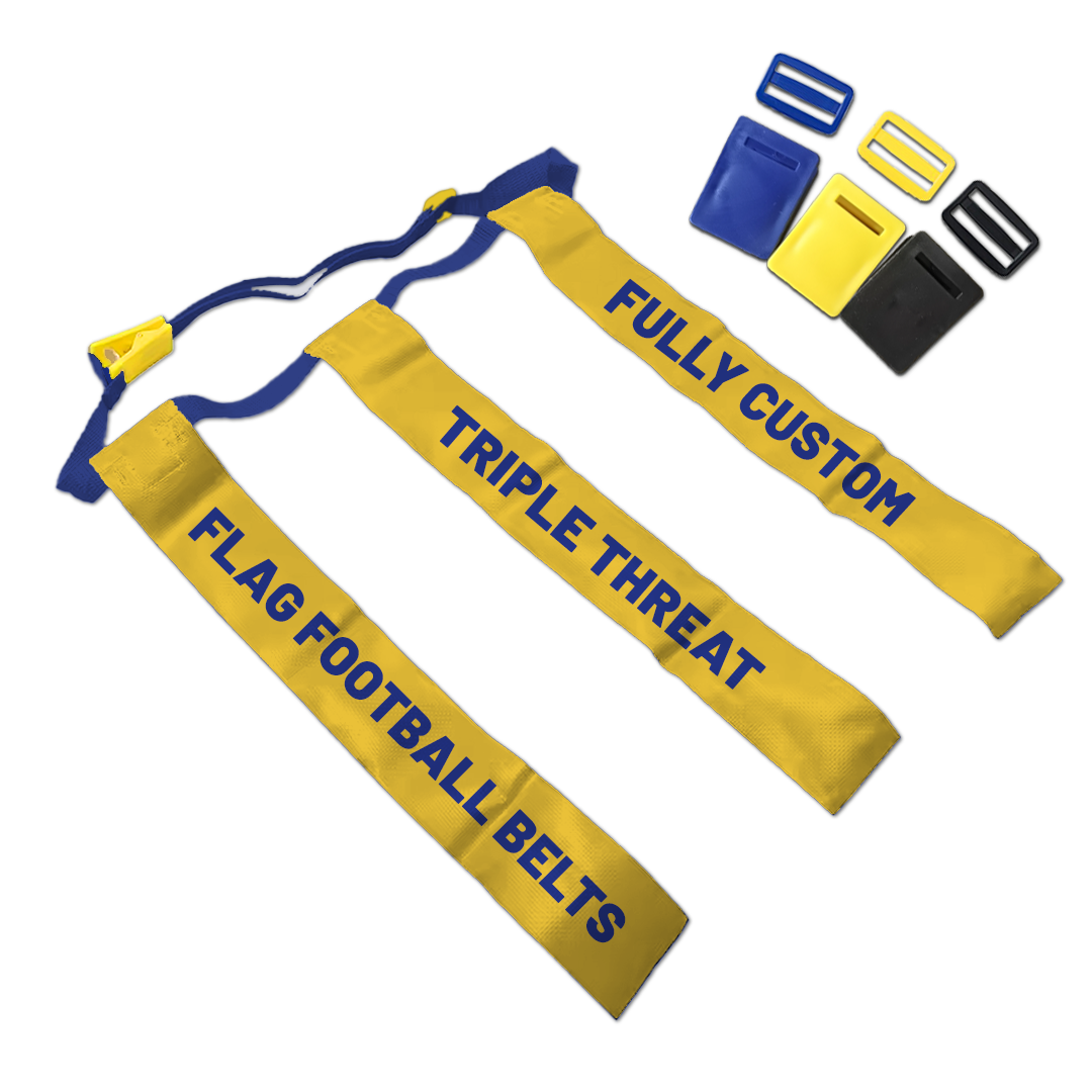 Triple Threat Flag Football Belts - Custom Flags / Belt Color / Clip Color